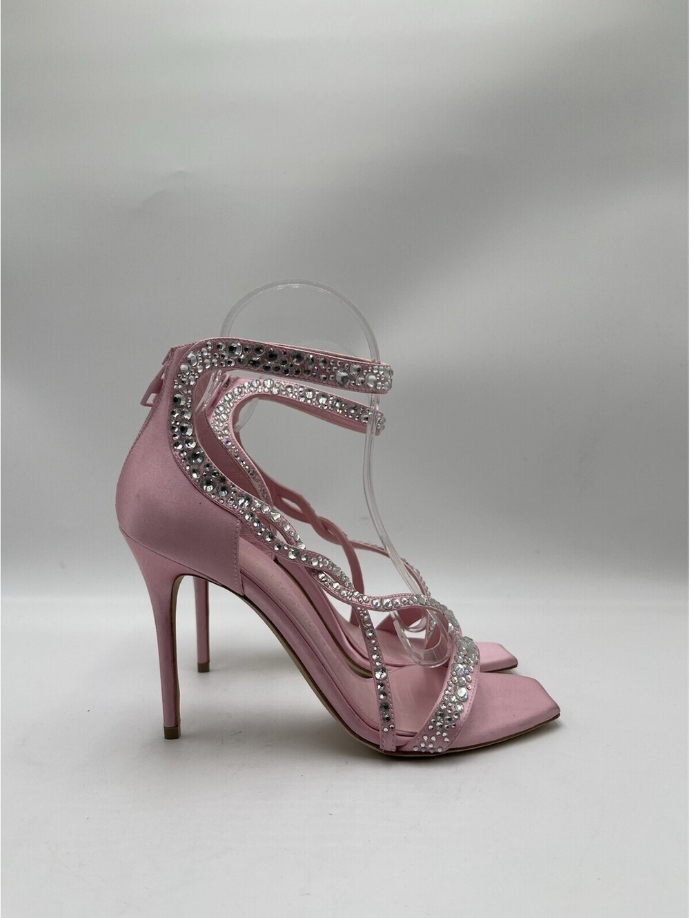 Women’s Alexander McQueen Crystal-Embellished Satin High-Heel Pink Size 38